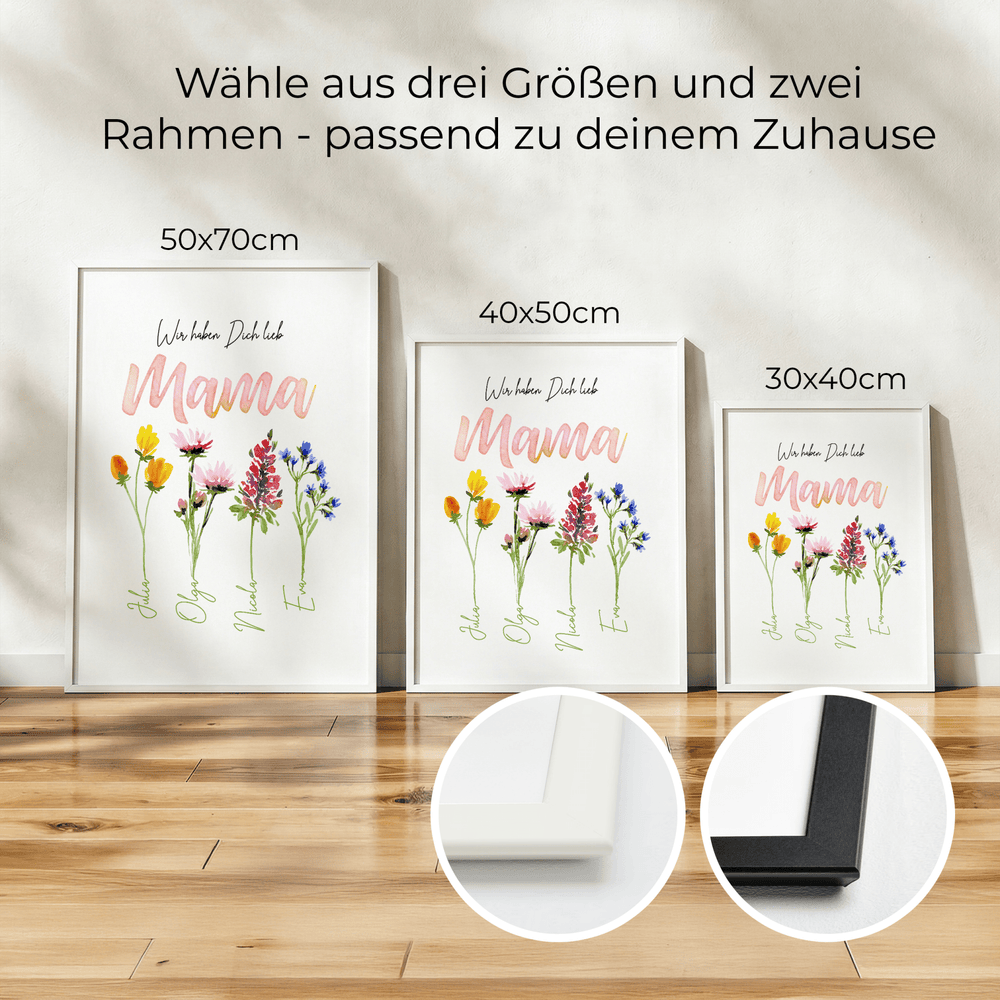Personalisiertes Blumenposter für Mama
