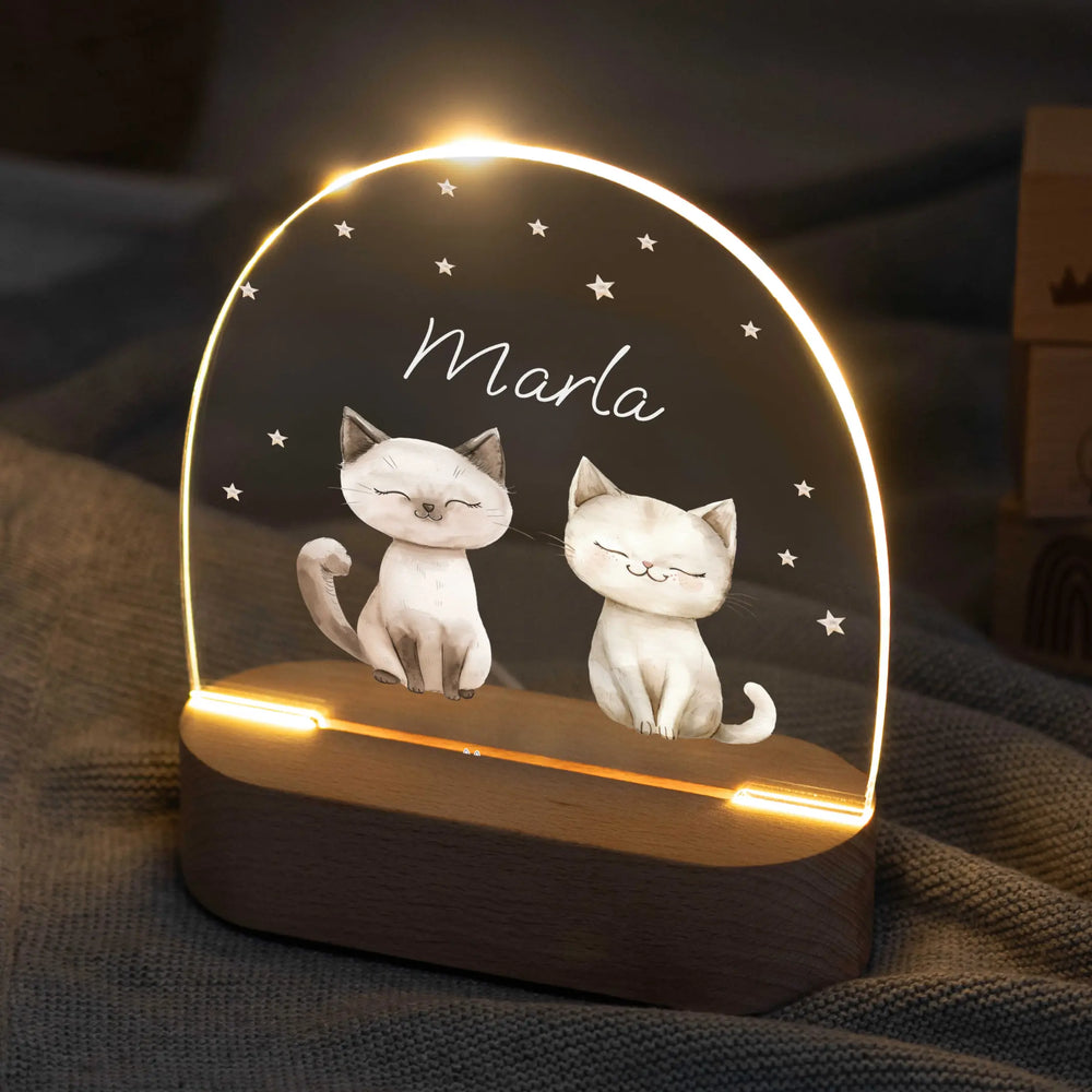 LED Nachtlicht Kinder personalisiert - Katzen - Muckelmeister