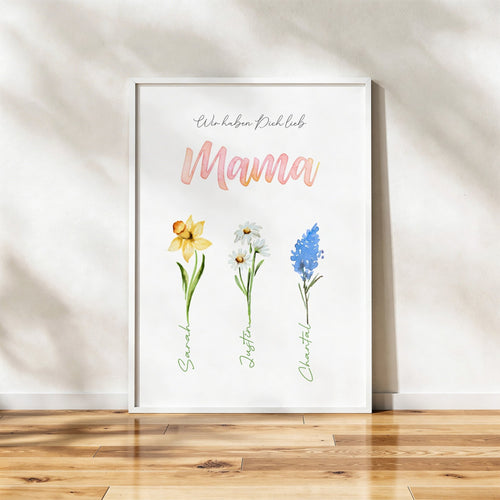 Personalisiertes Blumenposter für Mama