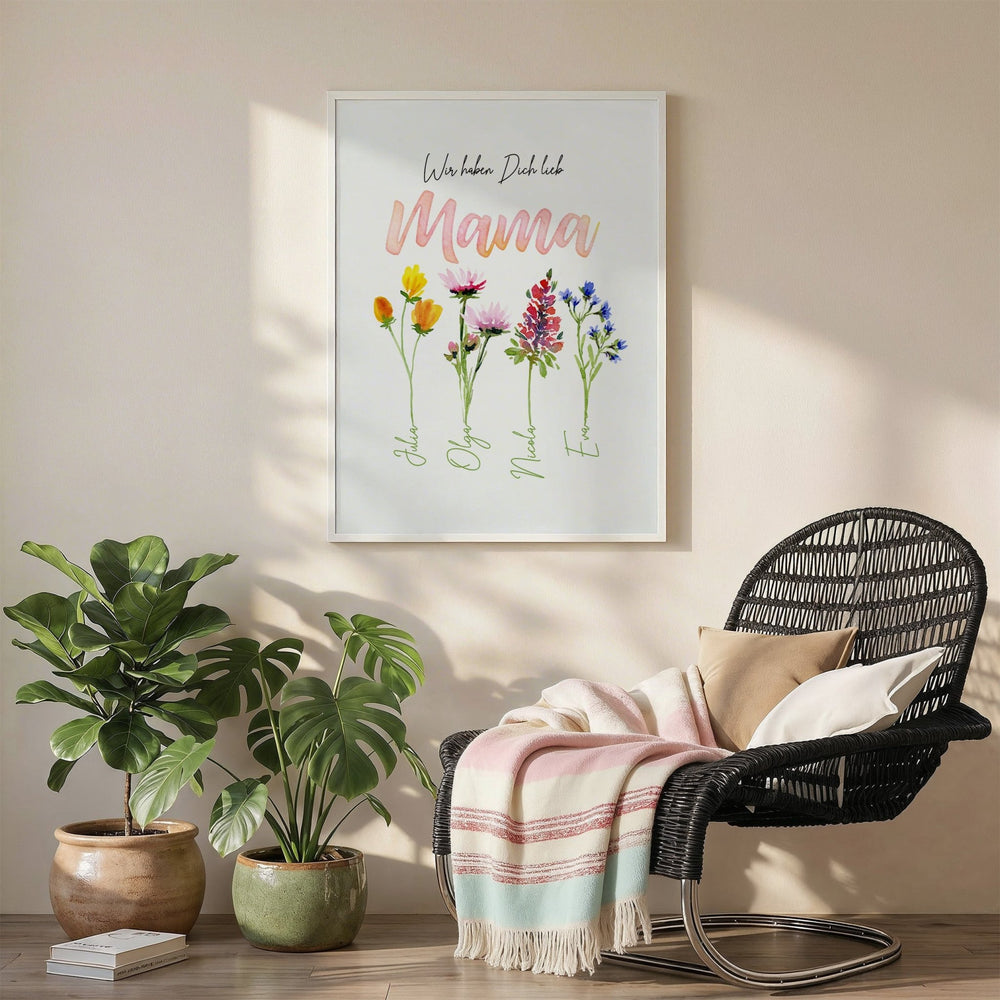 Personalisiertes Blumenposter für Mama