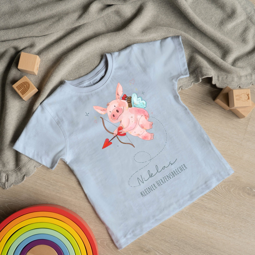 Klassisches T-Shirt kurzärmlig - Valentinstags Schweinchen - Muckelmeister