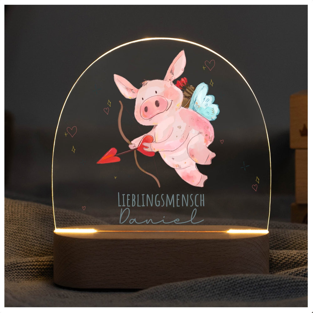 LED Nachtlicht personalisiert - Lieblingsmensch Valentinstags Schwein - Muckelmeister