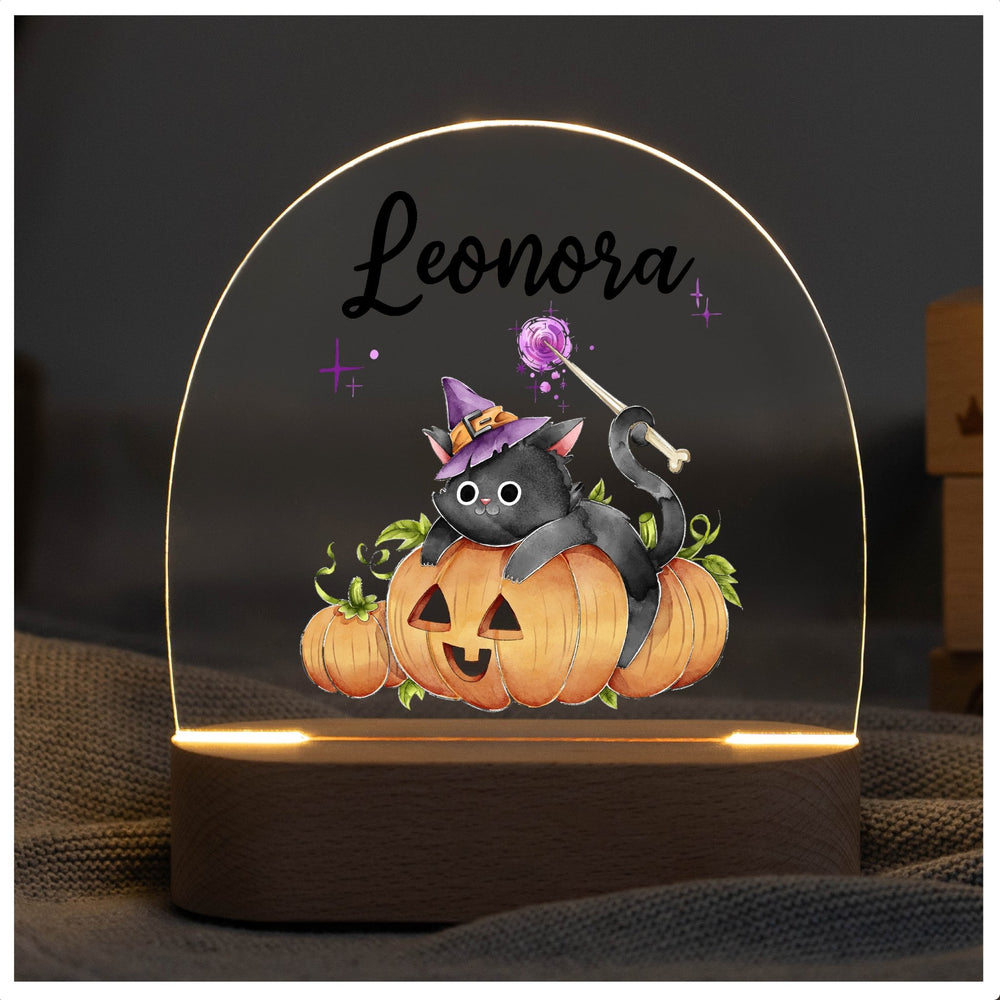 LED Nachtlicht personalisiert - Halloween Katze - Muckelmeister