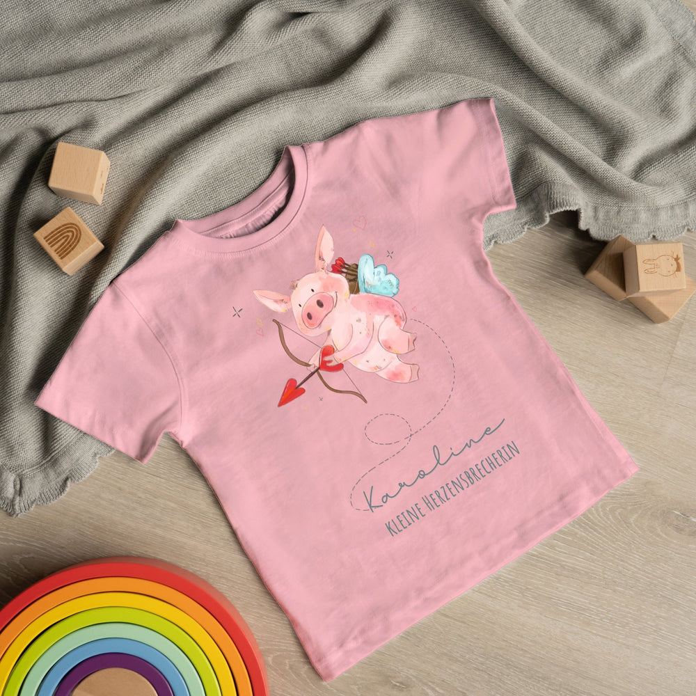Klassisches T-Shirt kurzärmlig - Valentinstags Schweinchen - Muckelmeister