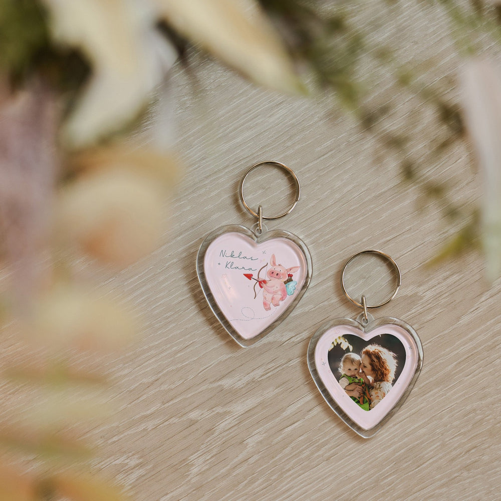 Personalisierter Herz Schlüsselanhänger - Valentinstags Schwein - Muckelmeister