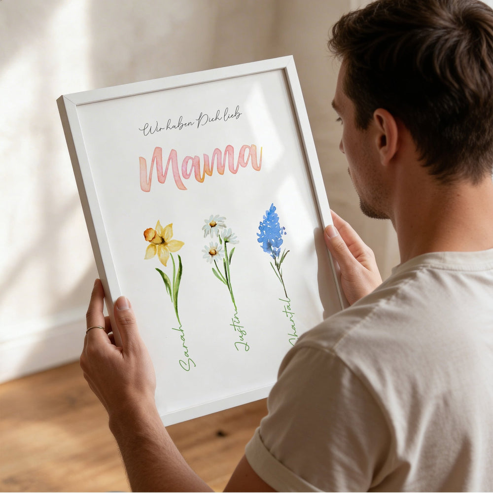 Personalisiertes Blumenposter für Mama - Muckelmeister