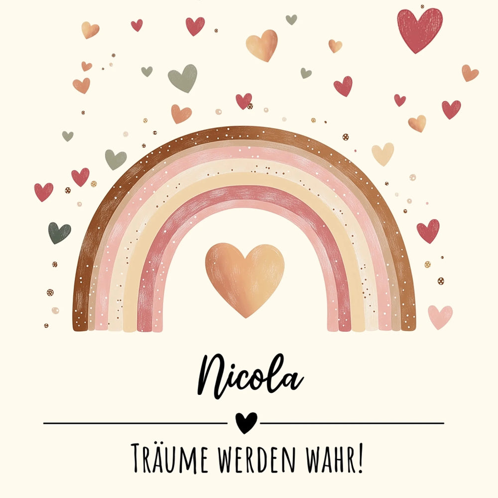 Personalisierter Bettbezug - Bettdecke 100x35cm - Regenbogen Rosa - Muckelmeister