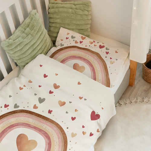 Personalisierter Bettbezug - Bettdecke 100x35cm - Regenbogen Rosa
