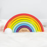 Montessori Spielzeug - Regenbogen Holzbausteine mit Kugel - Muckelmeister