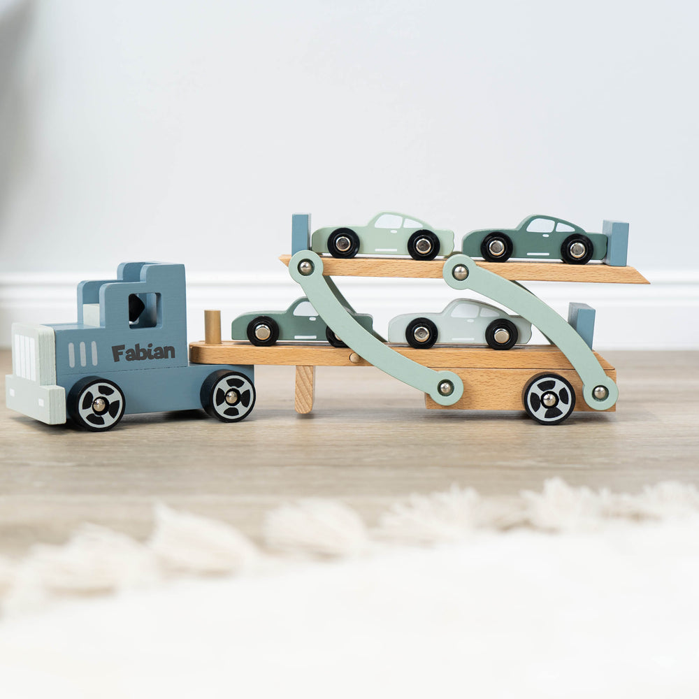 Autotransporter Spielzeug Holz mit Personalisierung - Muckelmeister