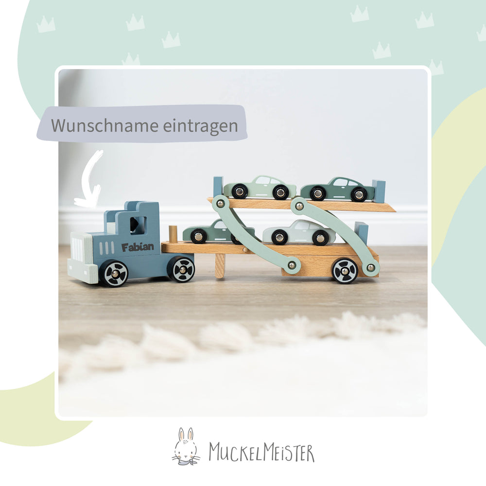 Autotransporter Spielzeug Holz mit Personalisierung - Muckelmeister