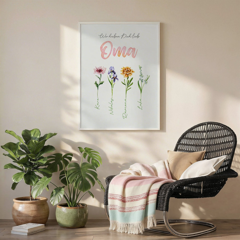Personalisiertes Blumenposter für Oma - Muckelmeister