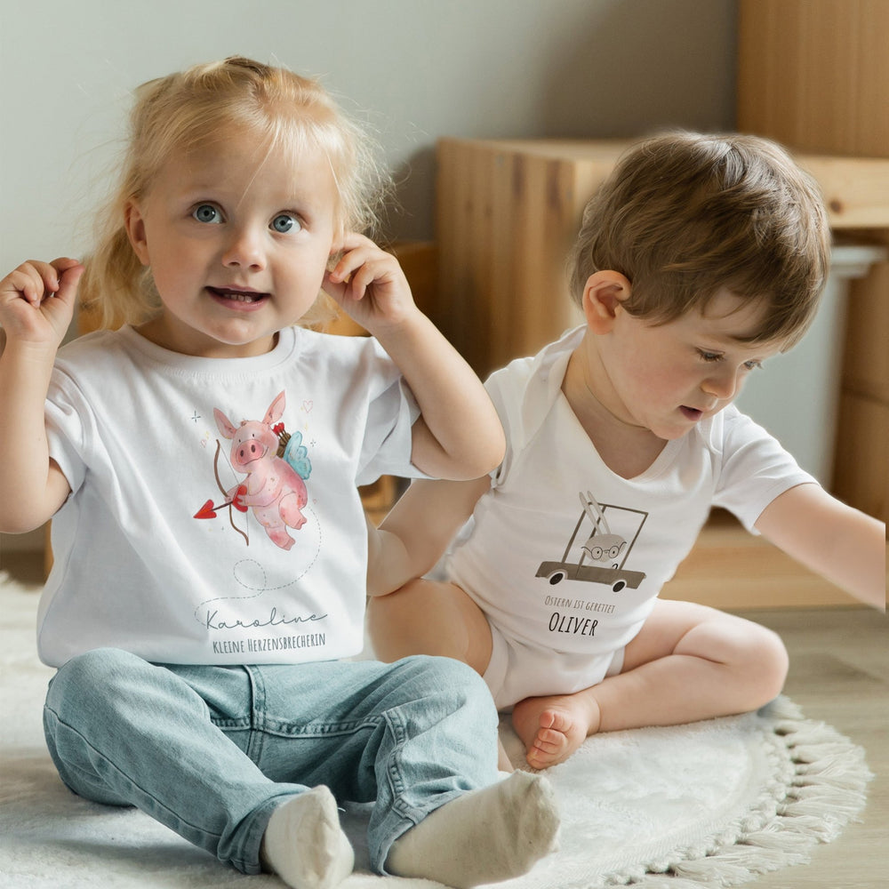 Klassisches T-Shirt kurzärmlig - Valentinstags Schweinchen - Muckelmeister