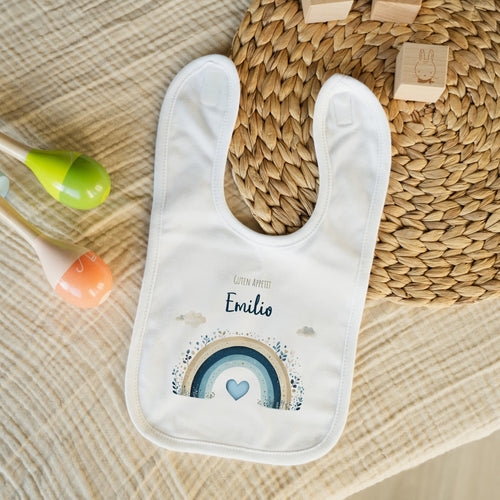 Personalisiertes Lätzchen - Regenbogen Blau