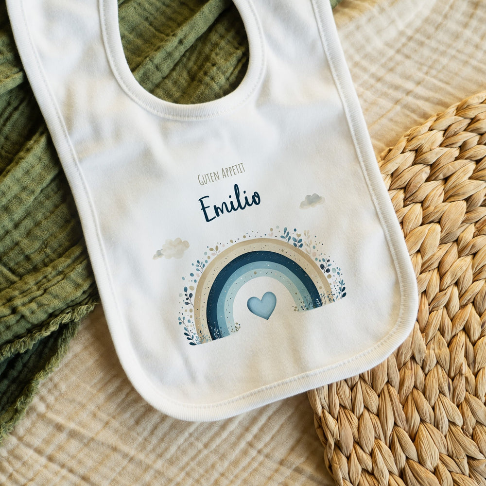 Personalisiertes Lätzchen - Regenbogen Blau - Muckelmeister