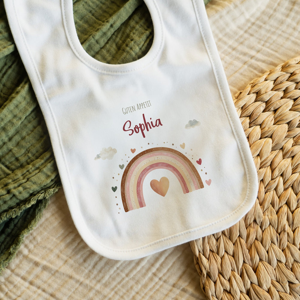 Personalisiertes Lätzchen - Regenbogen Rosa - Muckelmeister