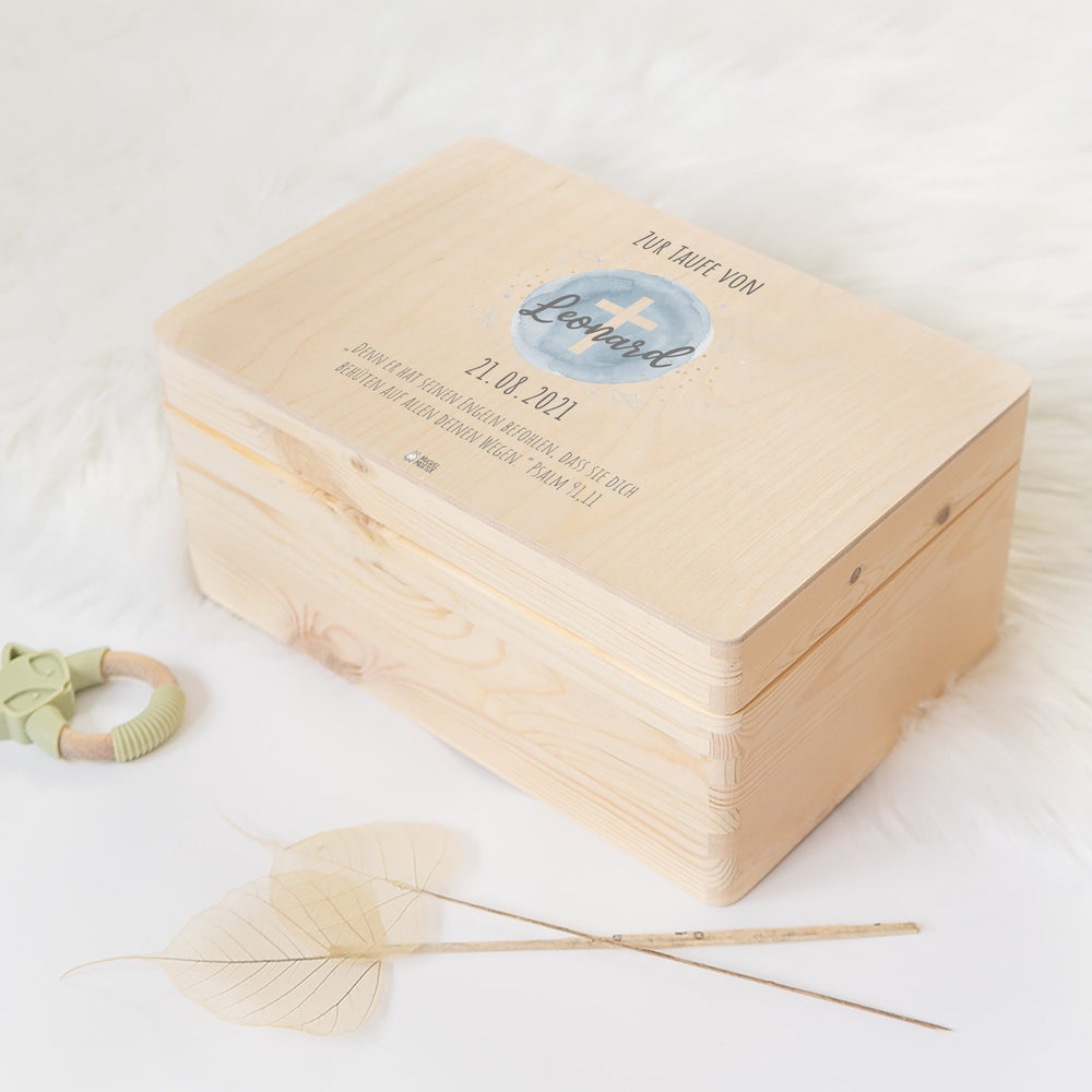 Erinnerungsbox personalisiert - Taufe Kreuz - Muckelmeister