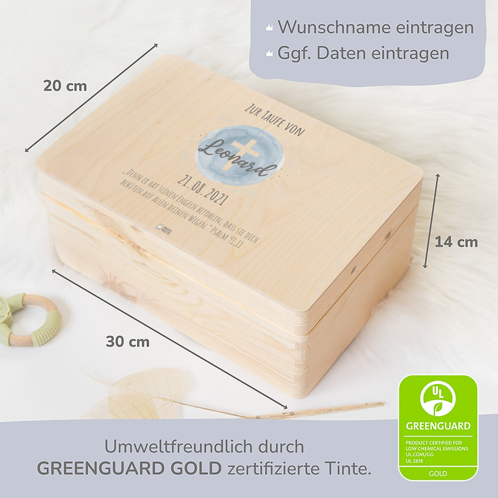 Erinnerungsbox personalisiert - Taufe Kreuz - Muckelmeister