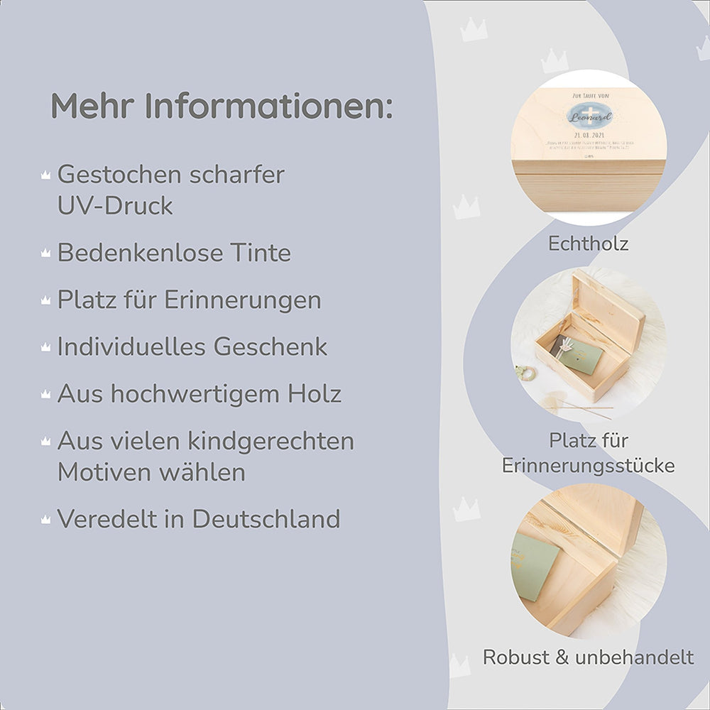 Erinnerungsbox personalisiert - Taufe Kreuz - Muckelmeister