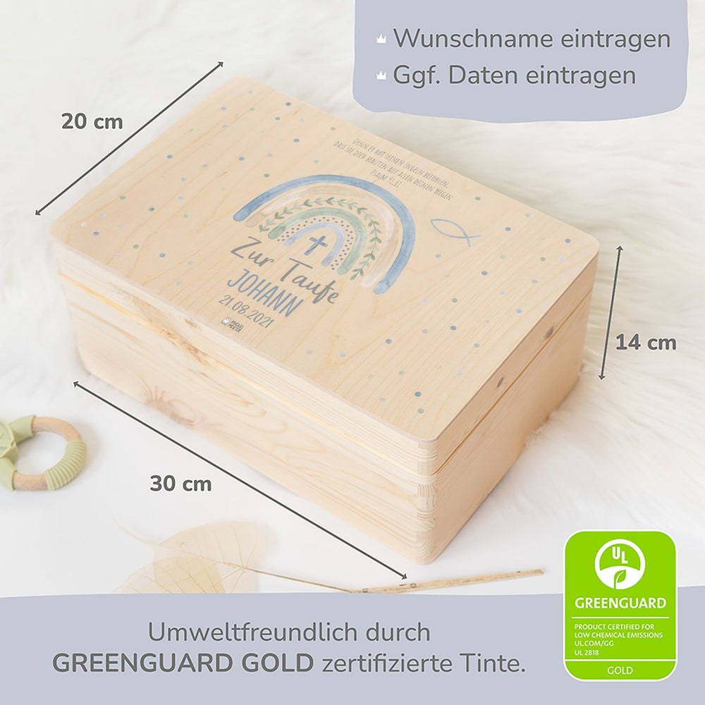 Erinnerungsbox personalisiert - Taufe Regenbogen Pastell - Muckelmeister