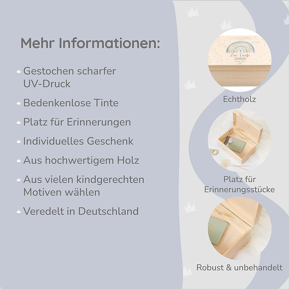 Erinnerungsbox personalisiert - Taufe Regenbogen Pastell - Muckelmeister