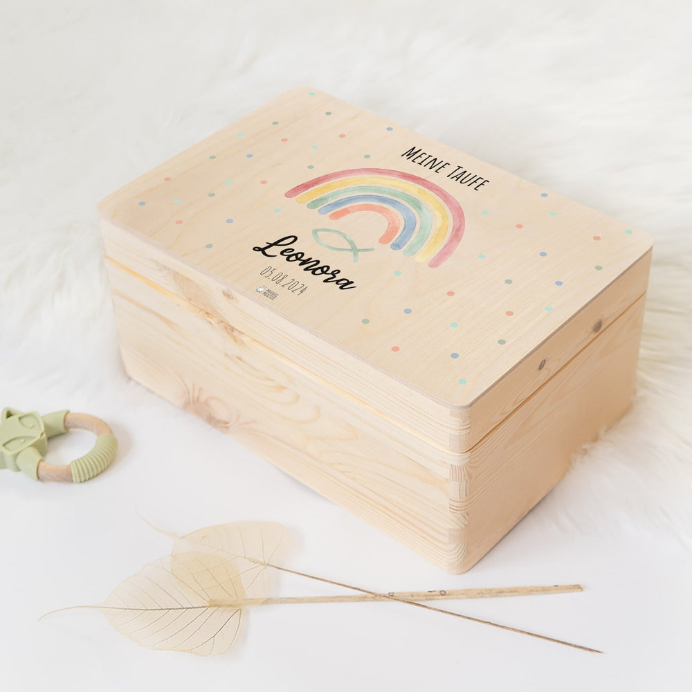 Erinnerungsbox personalisiert - Taufe Regenbogen - Muckelmeister