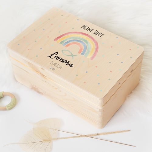 Erinnerungsbox personalisiert - Taufe Regenbogen