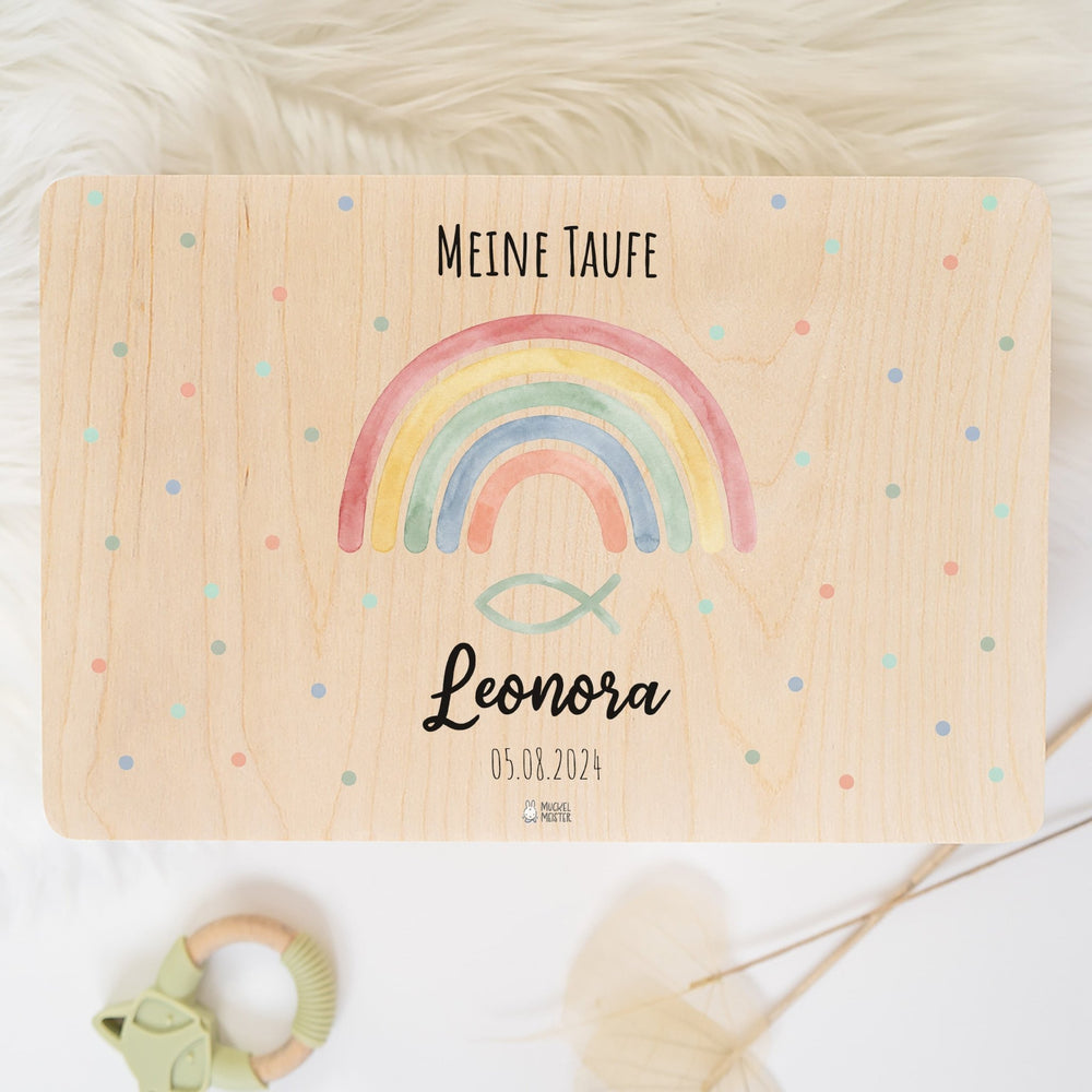 Erinnerungsbox personalisiert - Taufe Regenbogen - Muckelmeister