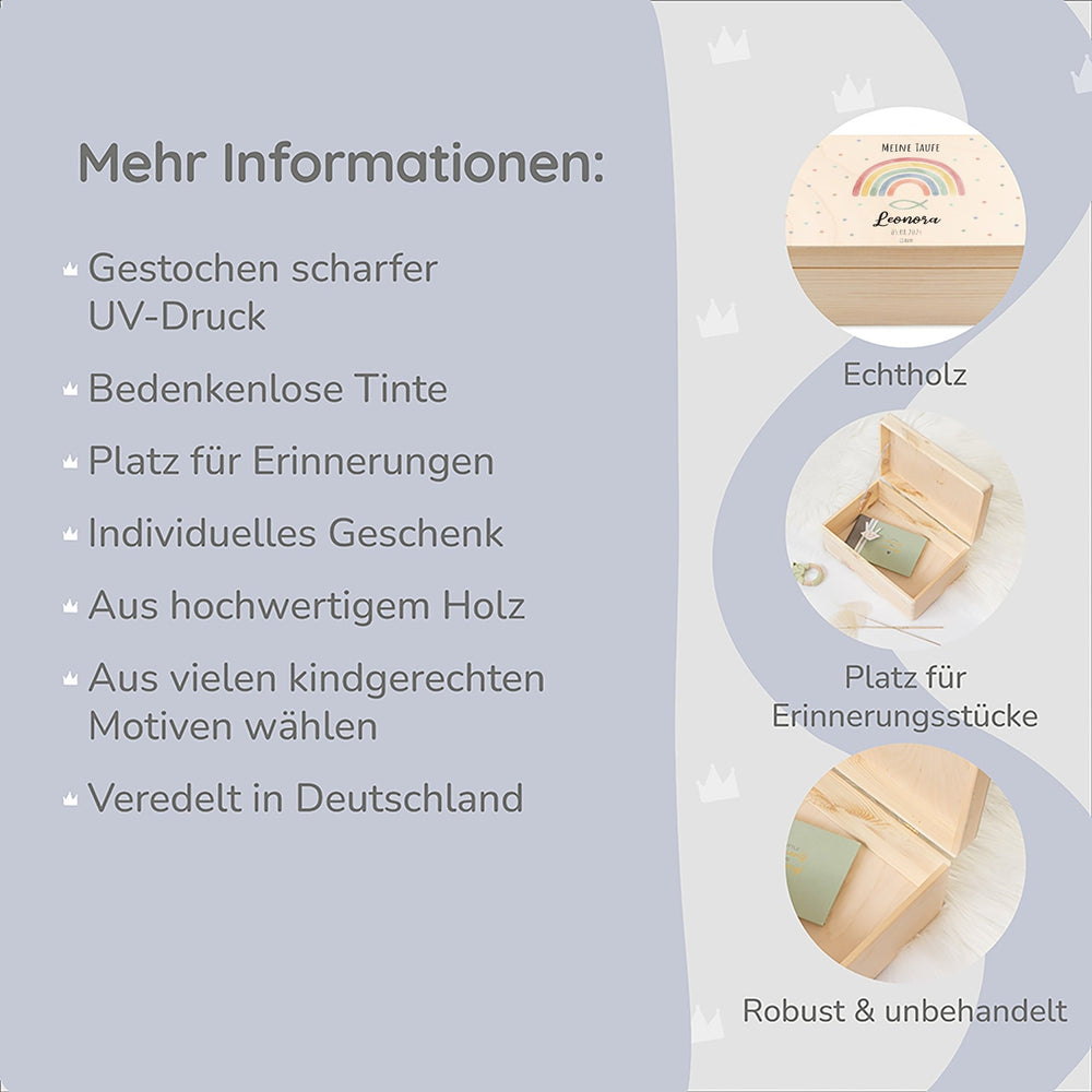 Erinnerungsbox personalisiert - Taufe Regenbogen - Muckelmeister