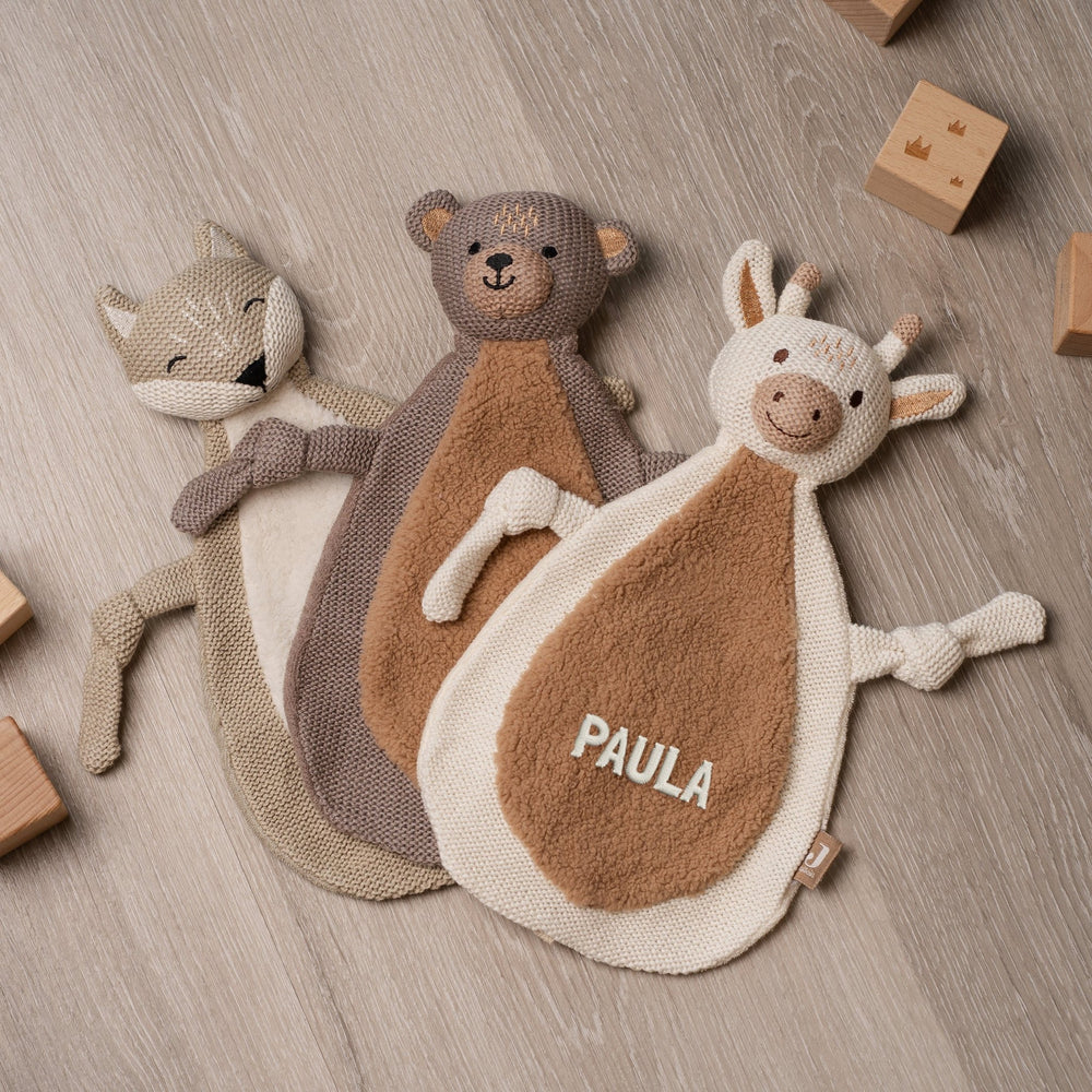 Besticktes Schmusetuch mit Namen | Personalisiertes Kuscheltuch | Stick - Muckelmeister