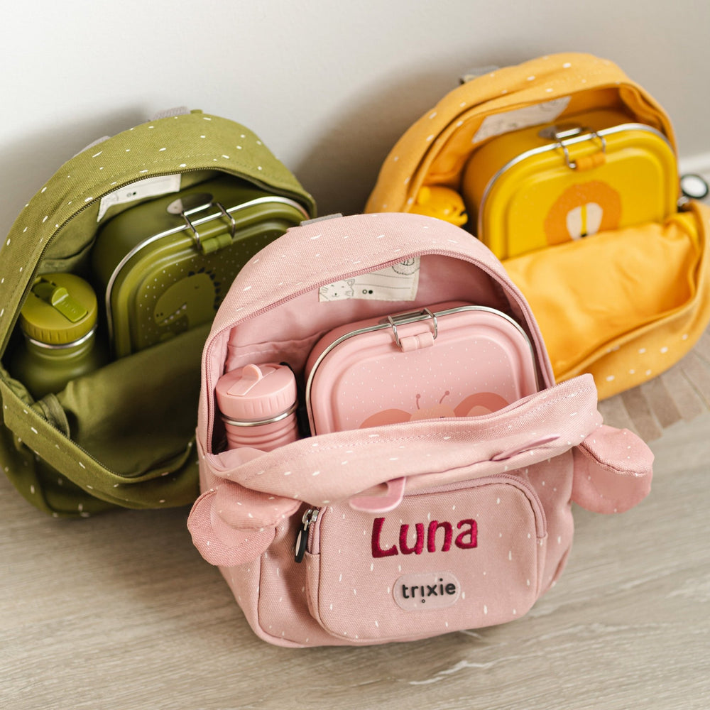 Personalisierter Kinderrucksack mit Name – Löwe, Dino oder Schmetterling | Stick - Muckelmeister