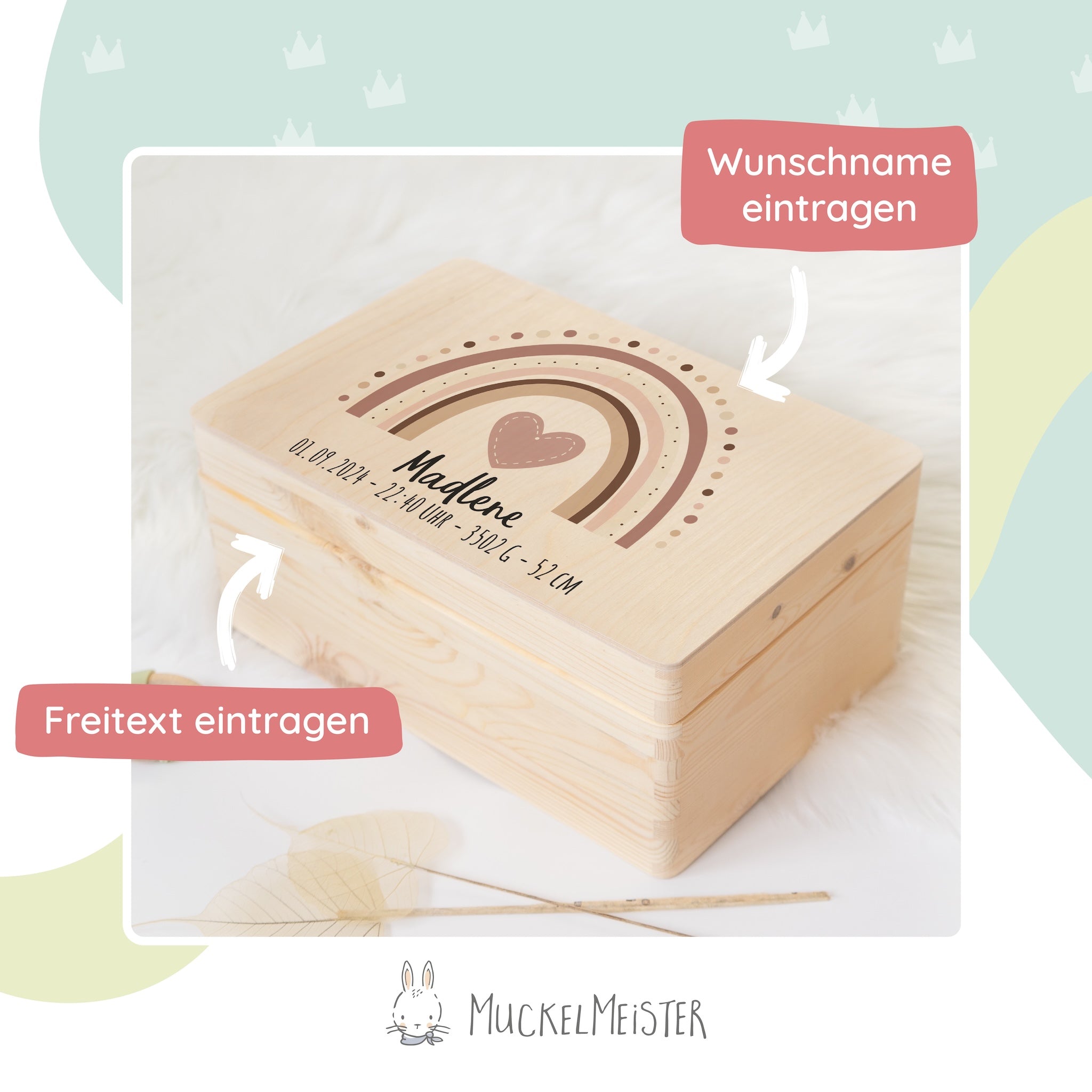 Erinnerungsbox Baby - Regenbogen rosa