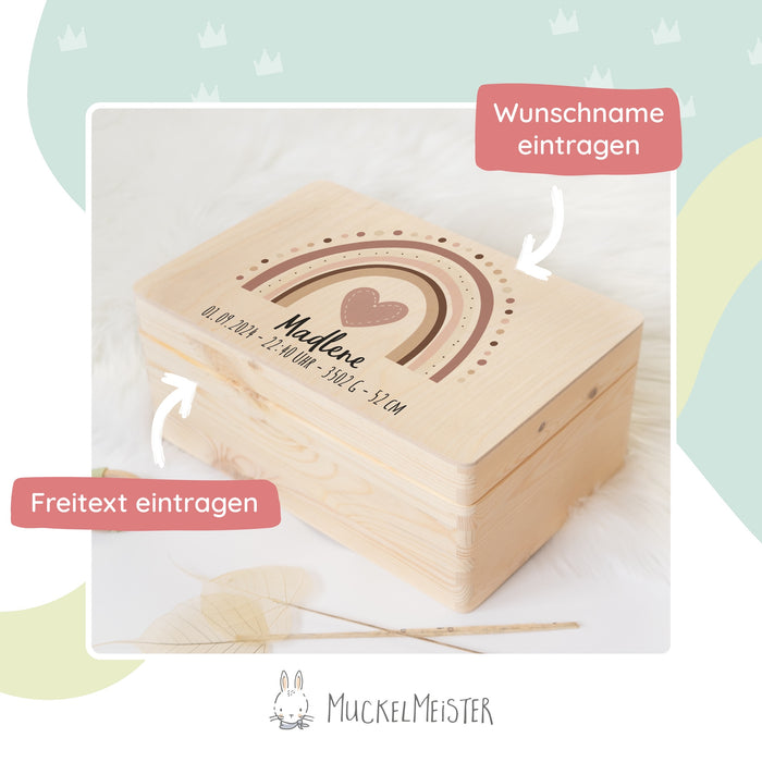 Erinnerungsbox Baby - Regenbogen rosa