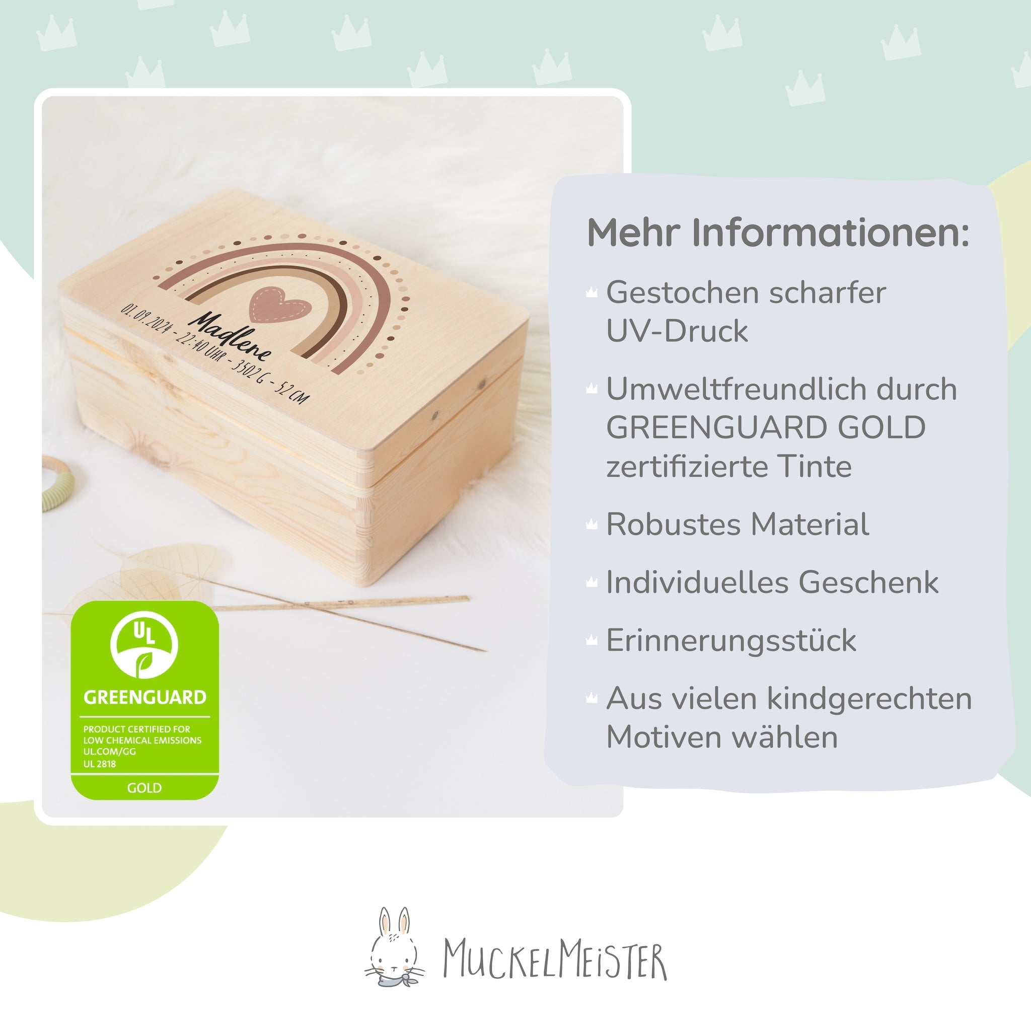 Erinnerungsbox Baby - Regenbogen rosa