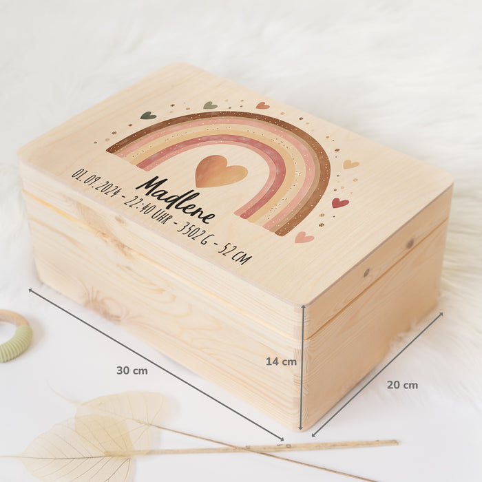 Erinnerungsbox Baby - Regenbogen rosa Herzen