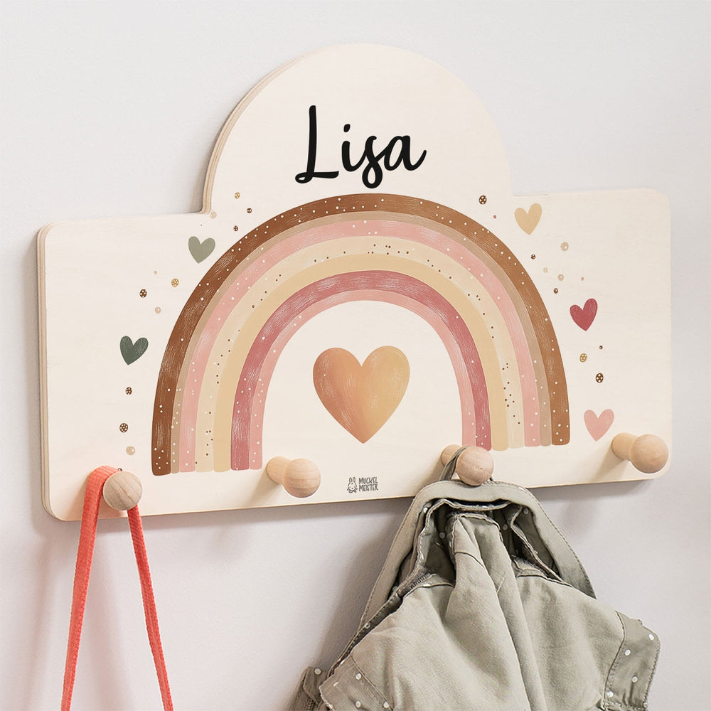 Kindergarderobe Personalisiert - Regenbogen rosa pastell - Muckelmeister