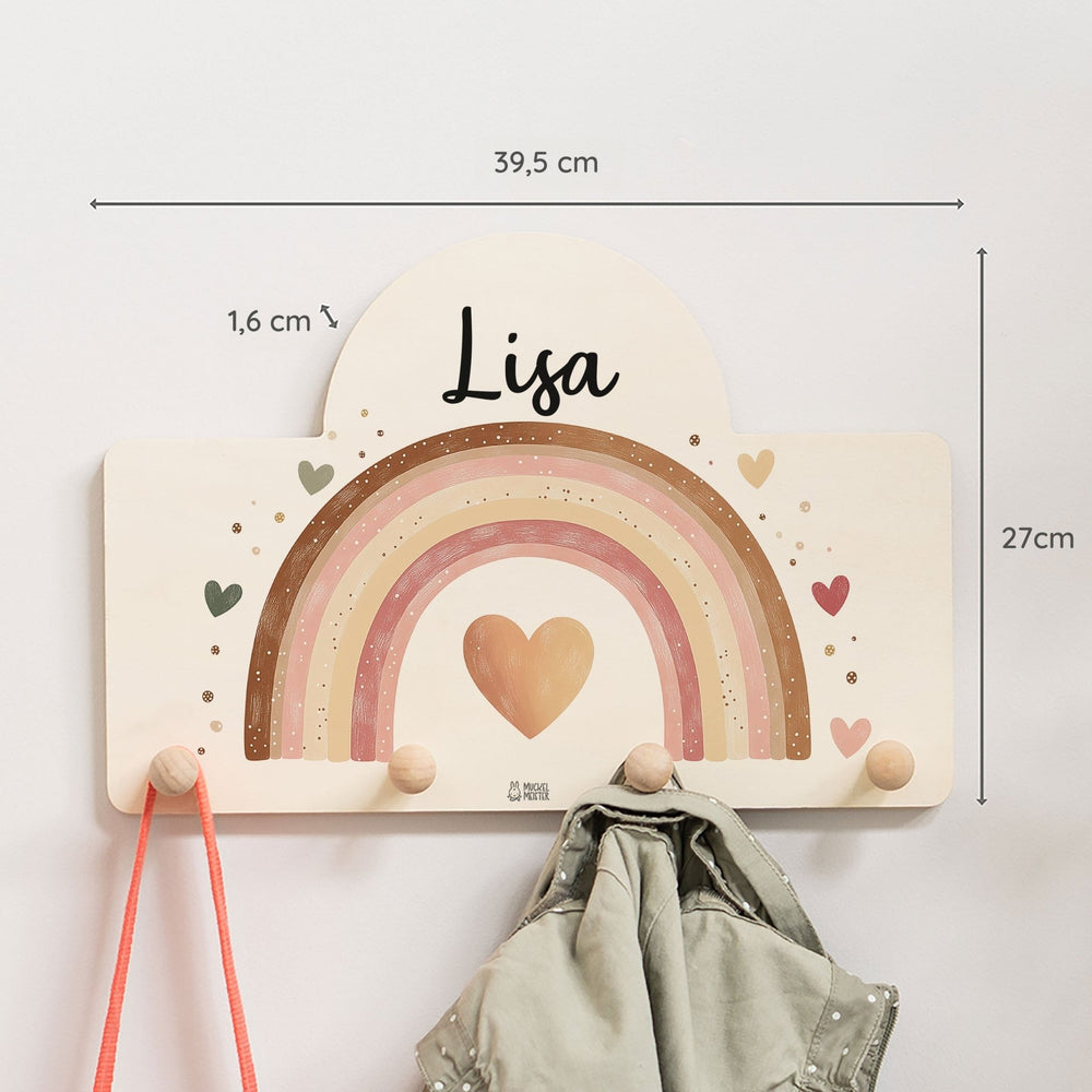 Kindergarderobe Personalisiert - Regenbogen rosa pastell - Muckelmeister