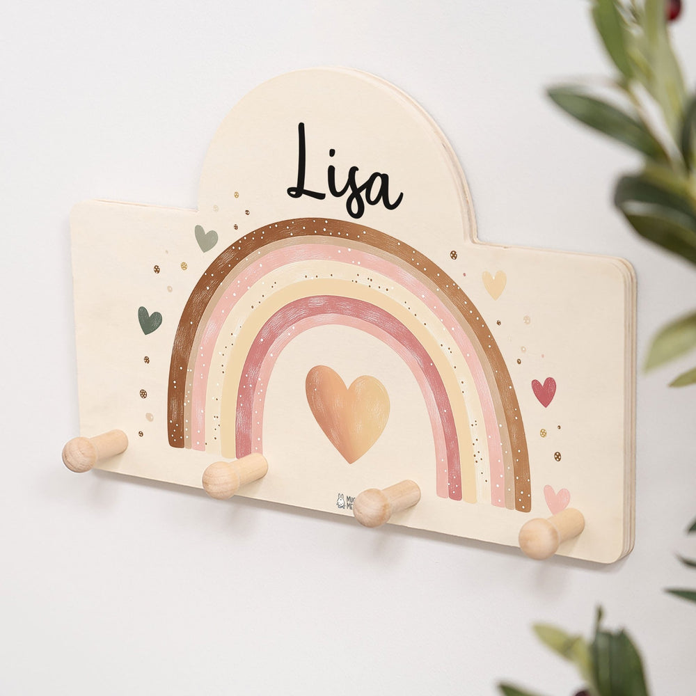 Kindergarderobe Personalisiert - Regenbogen rosa pastell - Muckelmeister