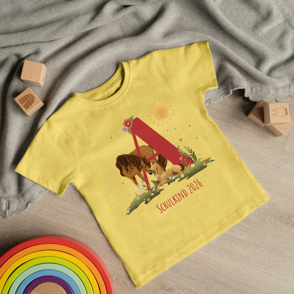 Personalisiertes Kinder T-Shirt mit Namen - Pferdewiese - Muckelmeister