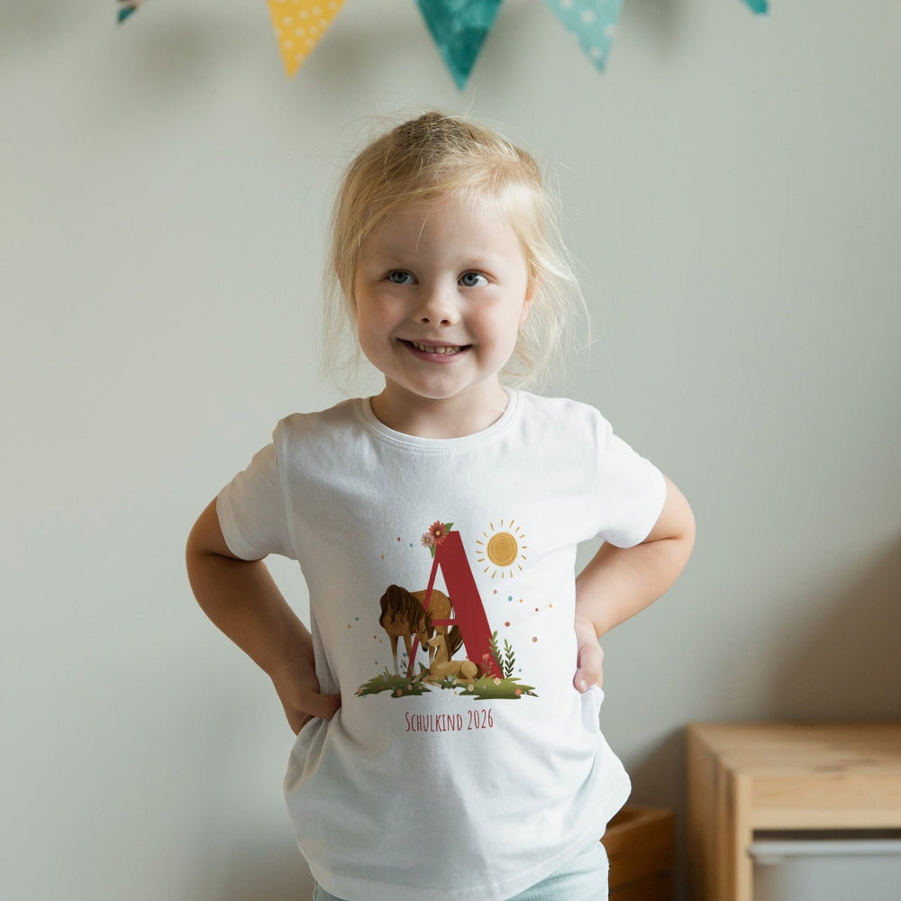 Personalisiertes Kinder T-Shirt mit Namen - Pferdewiese - Muckelmeister
