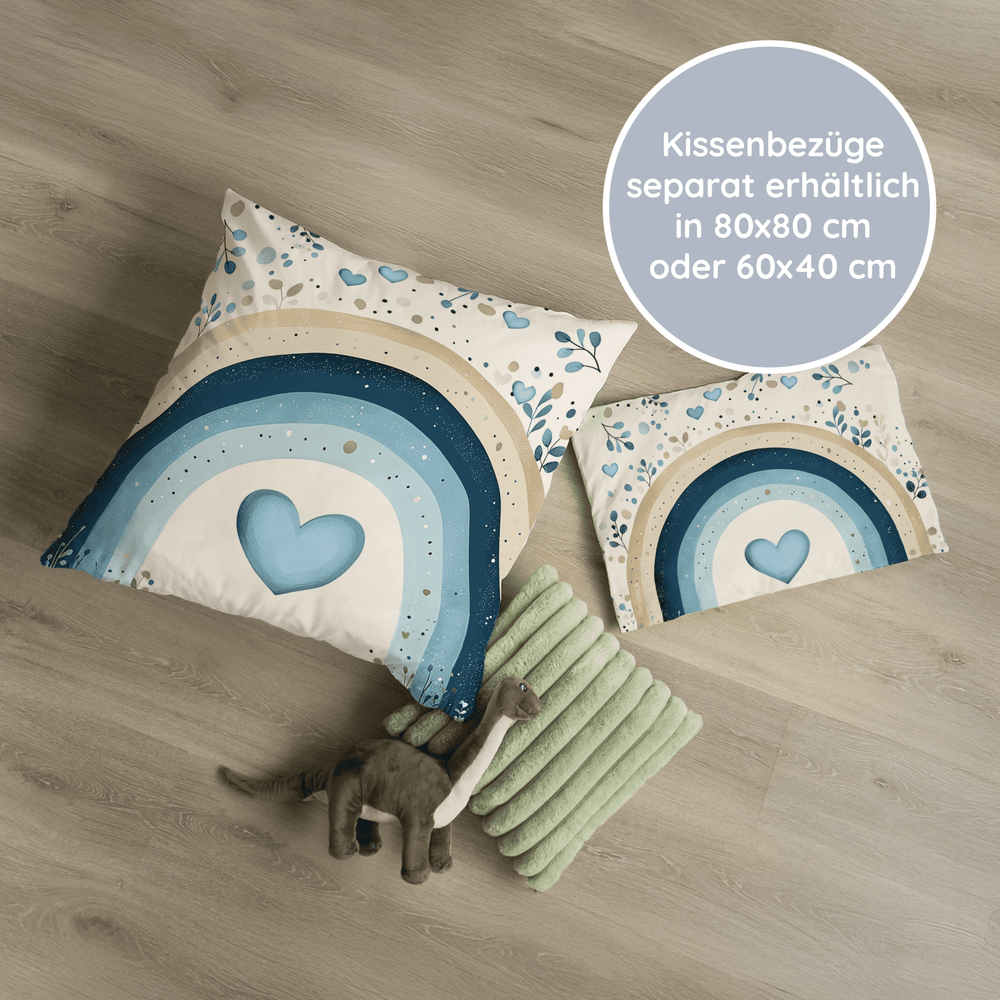 Personalisierter Bettbezug - Bettdecke 100x135cm - Regenbogen Blau - Muckelmeister