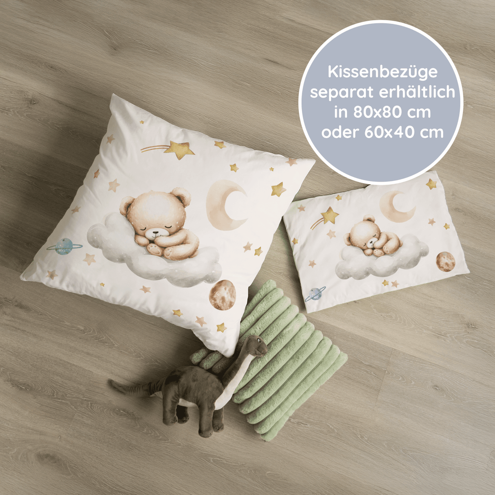 Personalisierter Bettbezug - Bettdecke 100x135cm - schlafendes Bärchen Bettwäsche - Muckelmeister