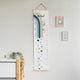Personalisierte Kindermesslatte aus Stoff - Regenbogen Boho Blau - Muckelmeister