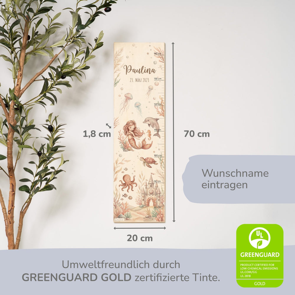 Messlatte Kinder Holz - Meerjungfrau - Muckelmeister
