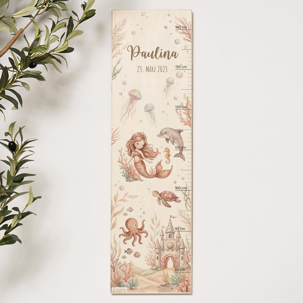 Messlatte Kinder Holz - Meerjungfrau - Muckelmeister