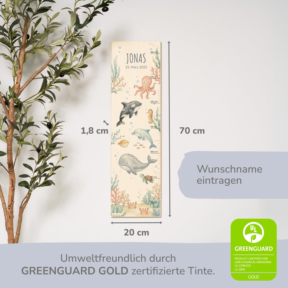 Messlatte Kinder Holz - Unterwasser Welt - Muckelmeister