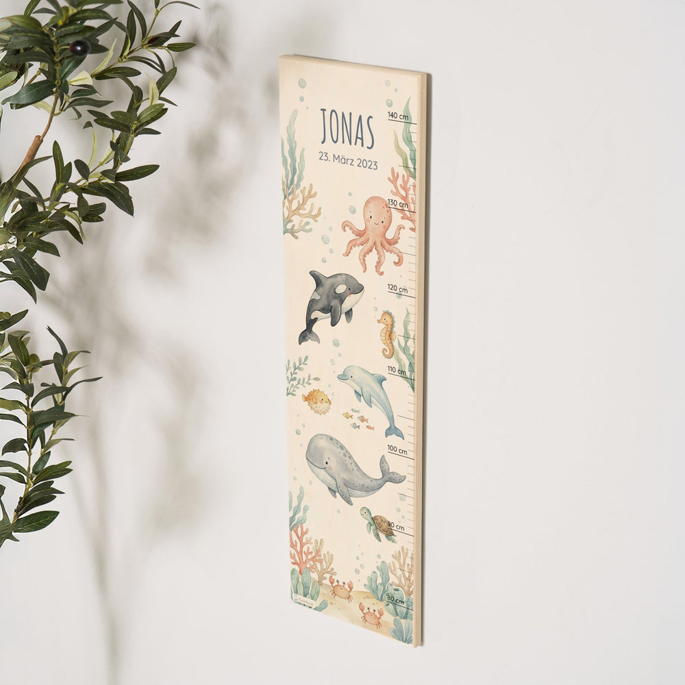 Messlatte Kinder Holz - Unterwasser Welt - Muckelmeister