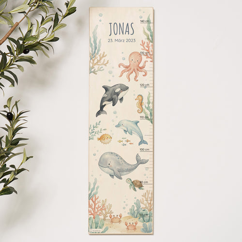 Messlatte Kinder Holz - Unterwasser Welt