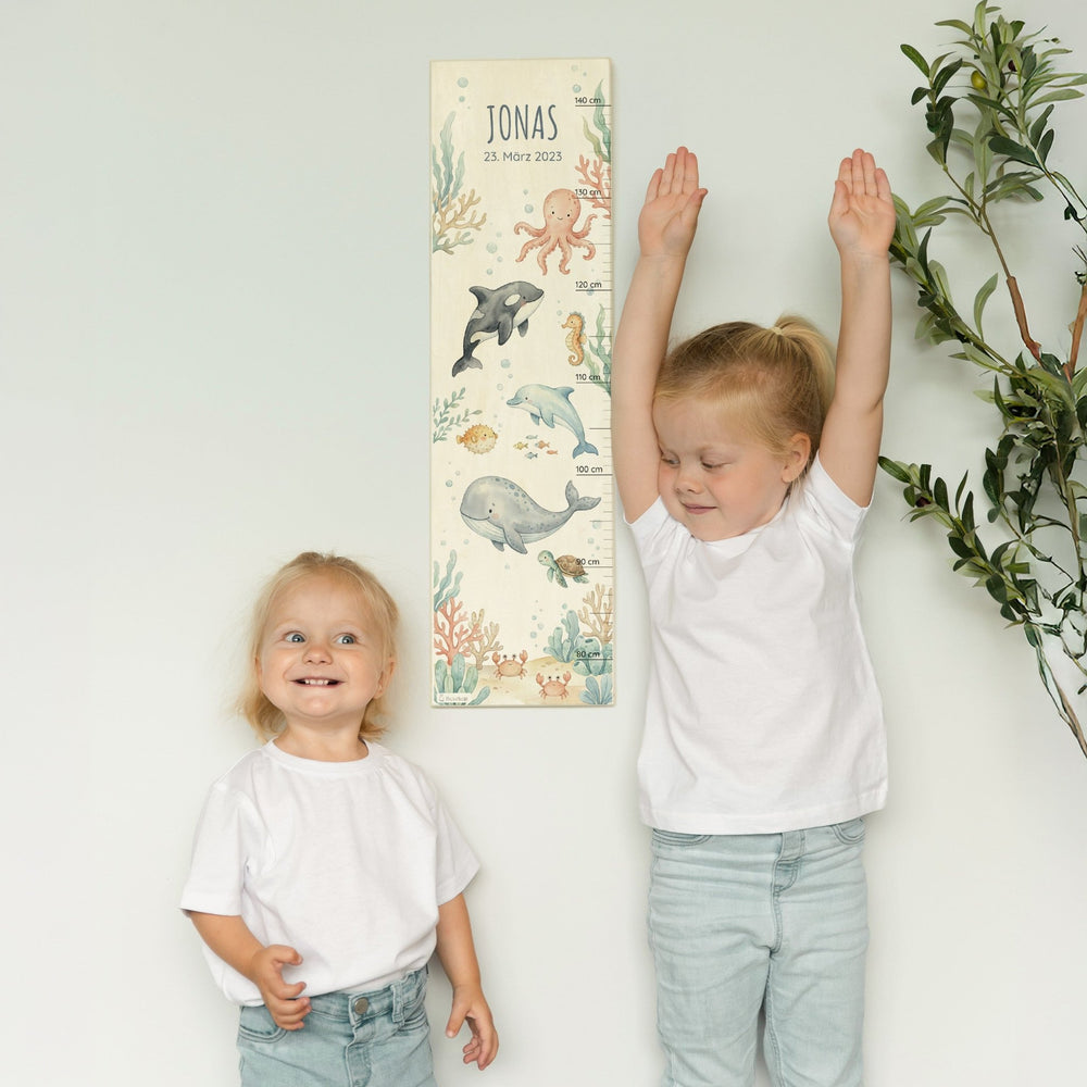 Messlatte Kinder Holz - Unterwasser Welt - Muckelmeister