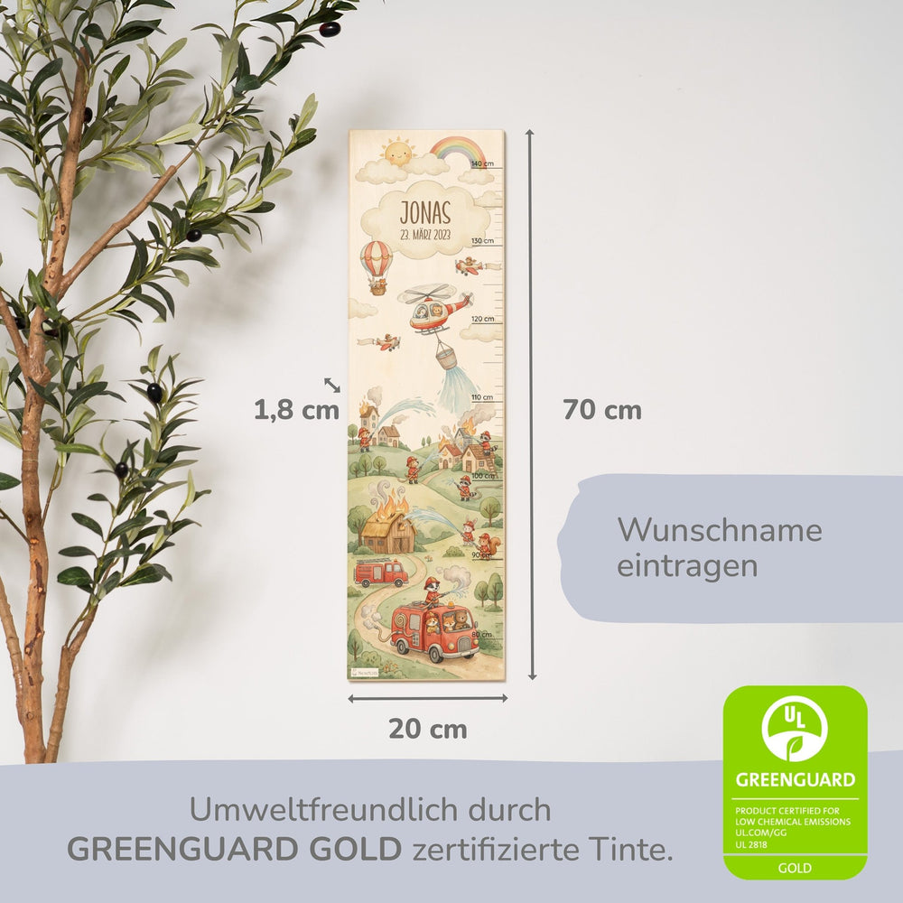 Messlatte Kinder Holz - tierische Feuerwehr - Muckelmeister